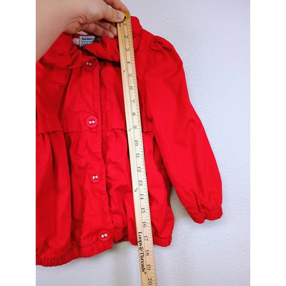 Coquette‎ Balletcore Old Navy Kids 5T Red Ruffle Collar Puff Sleeve Windbreaker